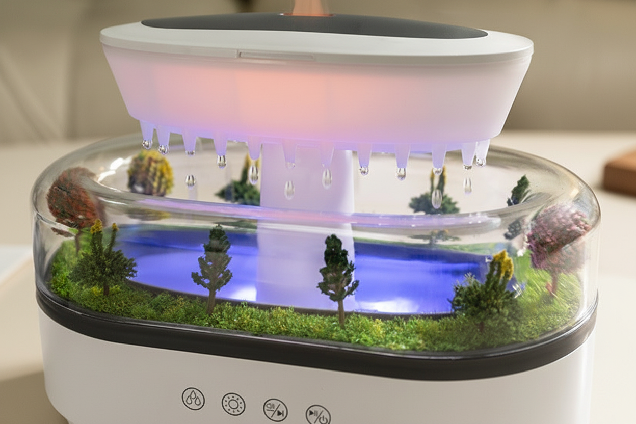 Humidificador Efecto Lluvia con Aromaterapia - Mejora tu Bienestar y Calidad del Aire
