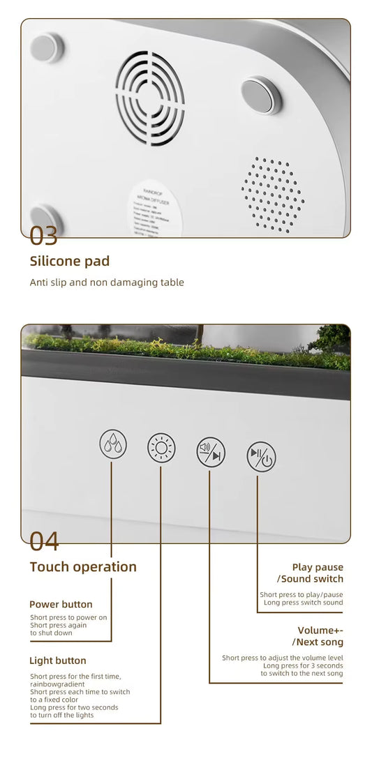 Contenido caja humidificador SomniaDrop — cable USB y manual incluidos