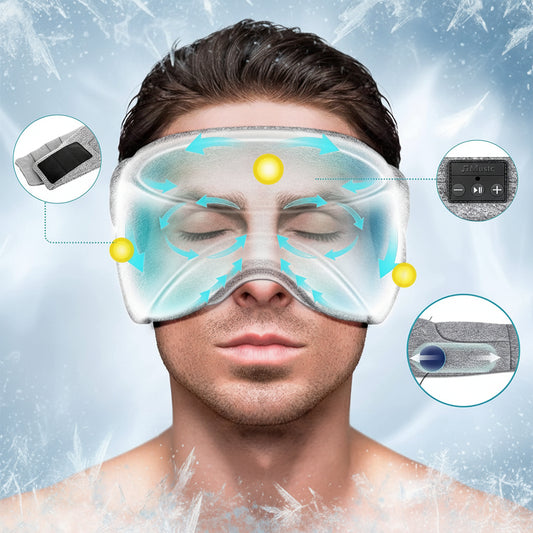 Pareja durmiendo con antifaz bluetooth SomniaDrop — sueño sin interrupciones