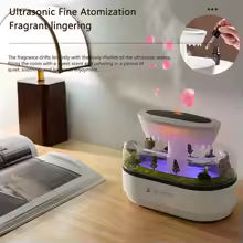 Humidificador difusor de aromaterapia con efecto lluvia - detalle del diseño y acabado premium