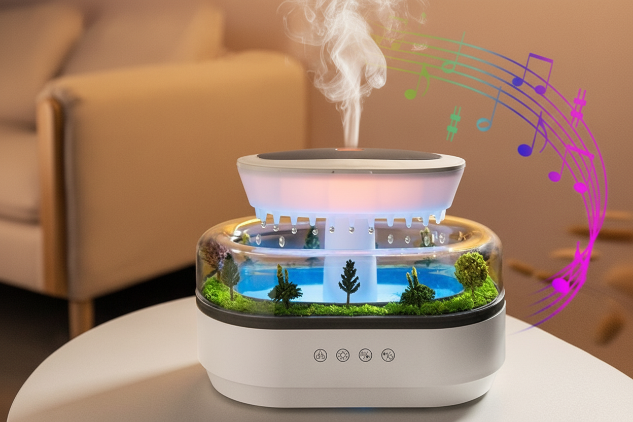 Humidificador Efecto Lluvia con Aromaterapia - Mejora tu Bienestar y Calidad del Aire